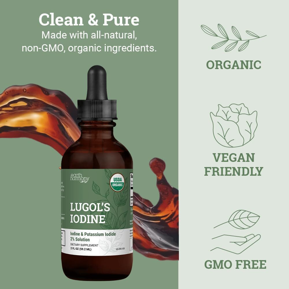 Organic Lugol'S Iodine, Iodine and Potassium Iodide 2% Solution 3000 Mcg - Liqui