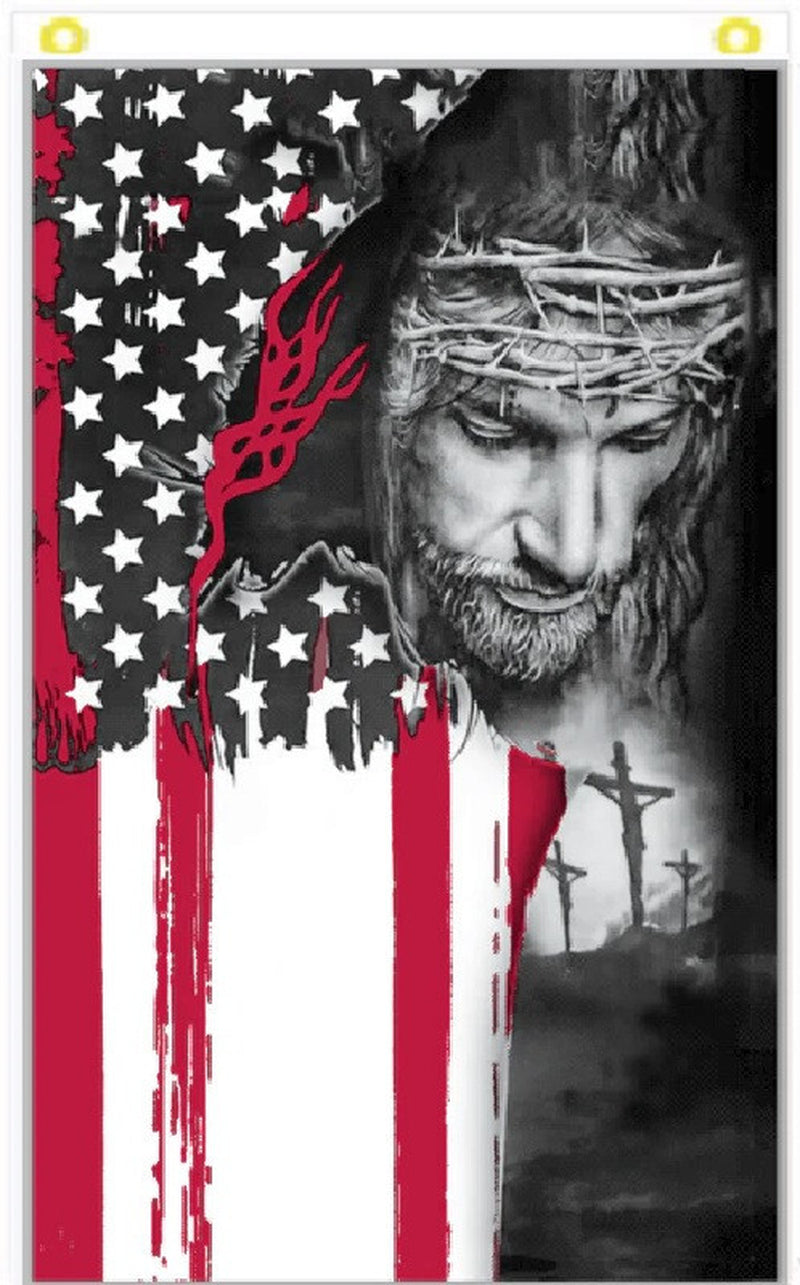 3X5 USA JESUS CHRIST FAITH VERTICAL FLAG BANNER 100D W/ GROMMETS