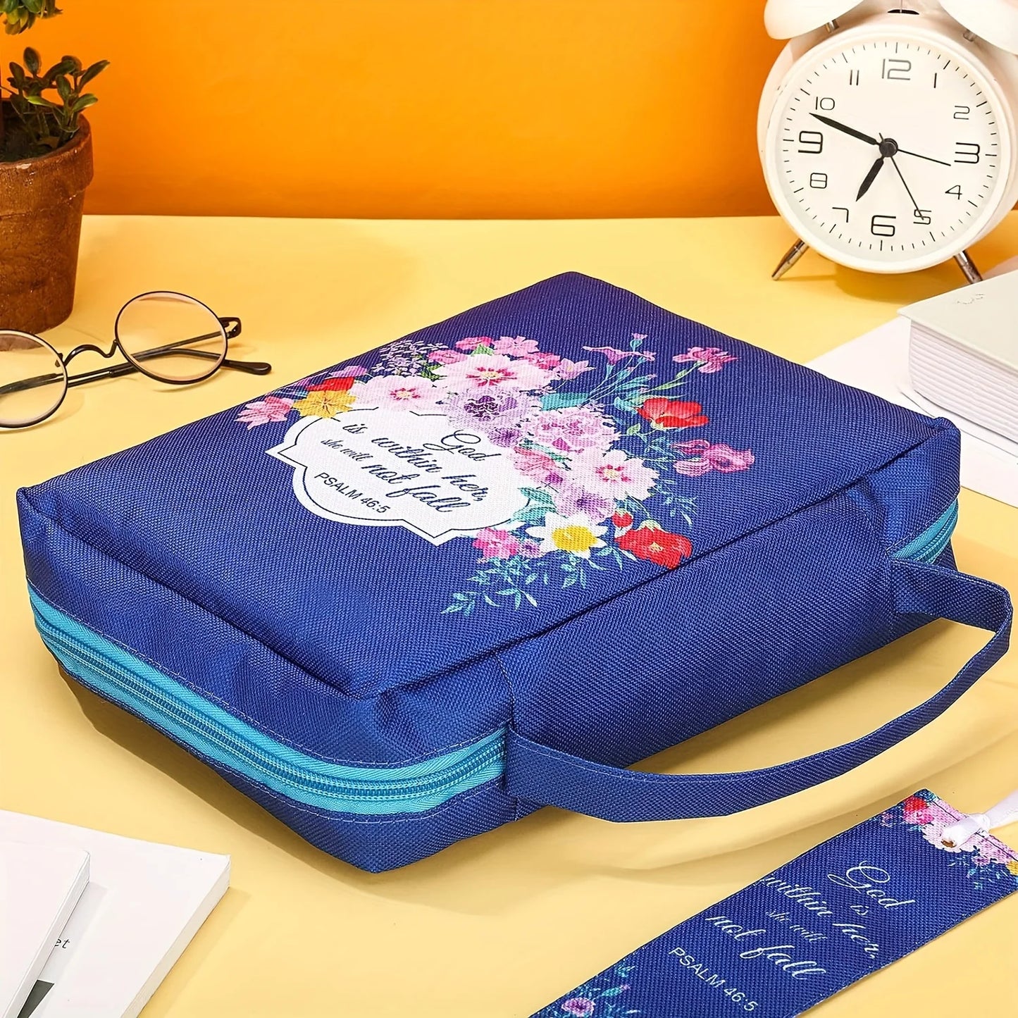 Bible Cover, Bible Cover Women'S Bible Bag with Bookmarks Portable Bible Carrying Case for Girls as a Catholic Christian Gift, L