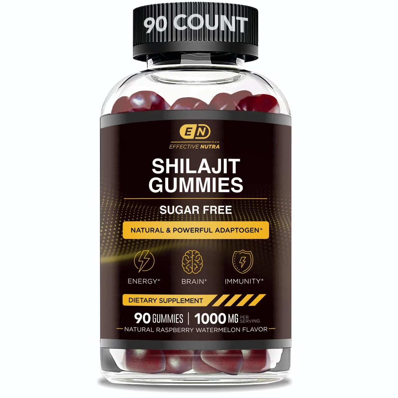 Shilajit Gummies 1000Mg Sugar Free - Shilajit Supplement for Energy, Brain, Immunity - Shilajit for Men & Women - Natural Berry Flavor (90Ct)
