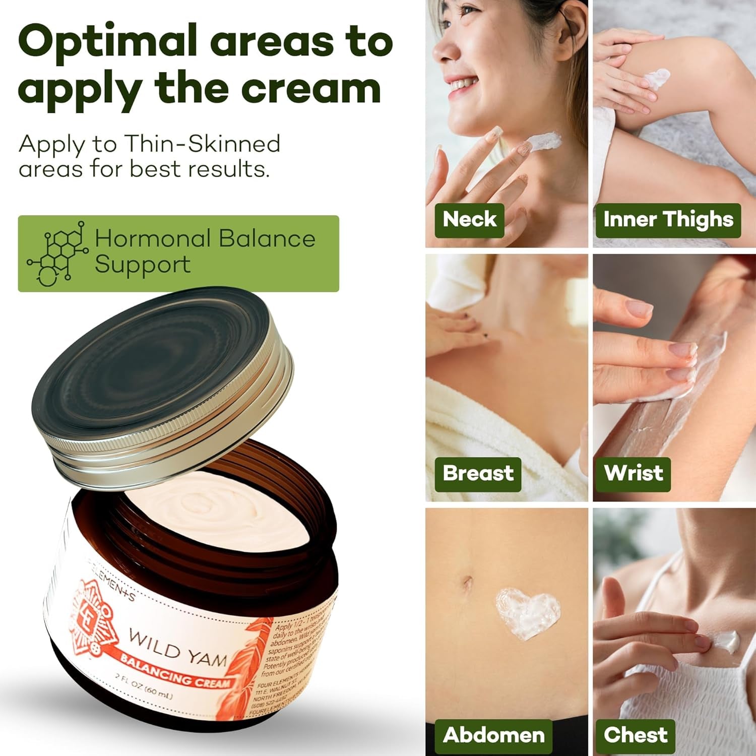 Wild Yam Balancing Cream, 2 OZ - 1St Place Winner at the 2023 International Herb Symposium for Creams and Salves! Proudly Farmed, Crafted and Packaged in WI, USA.