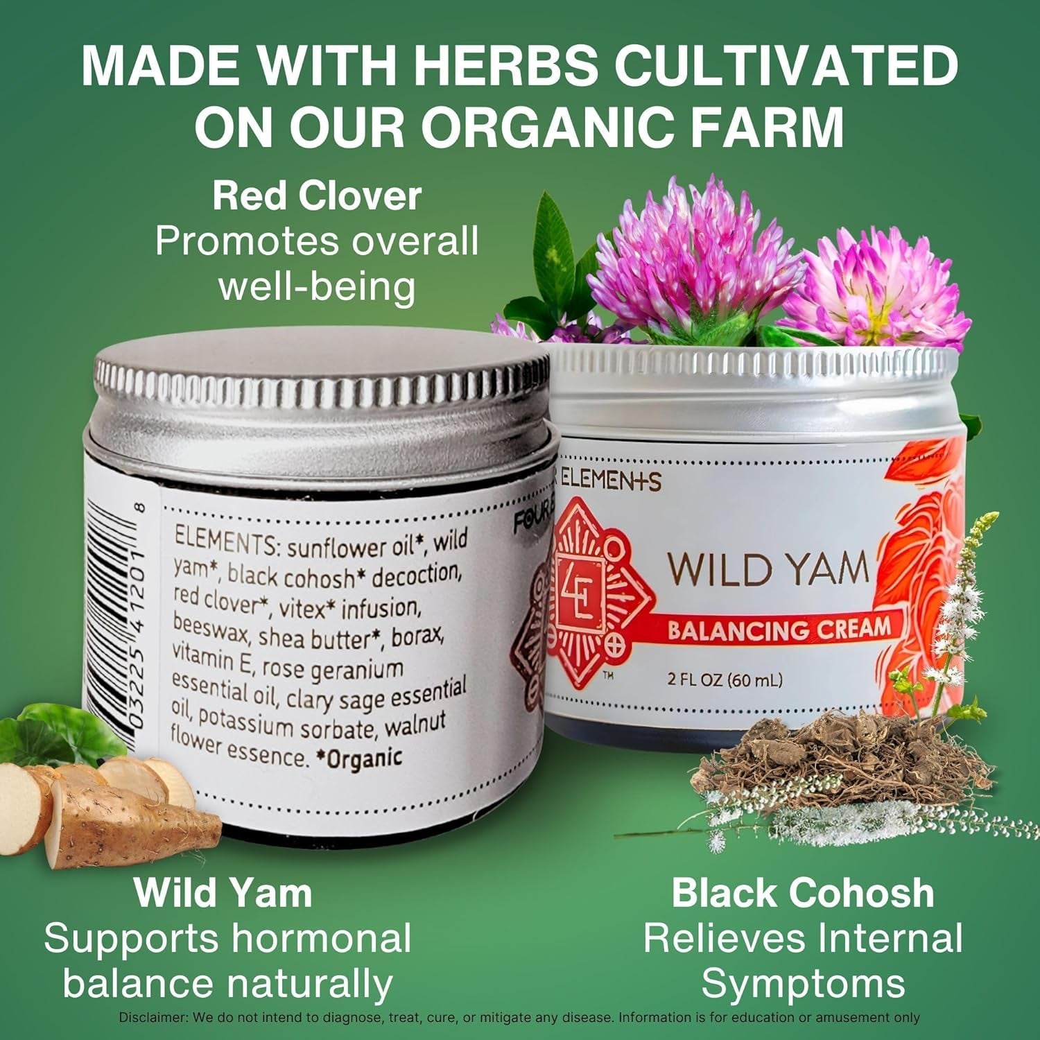 Wild Yam Balancing Cream, 2 OZ - 1St Place Winner at the 2023 International Herb Symposium for Creams and Salves! Proudly Farmed, Crafted and Packaged in WI, USA.
