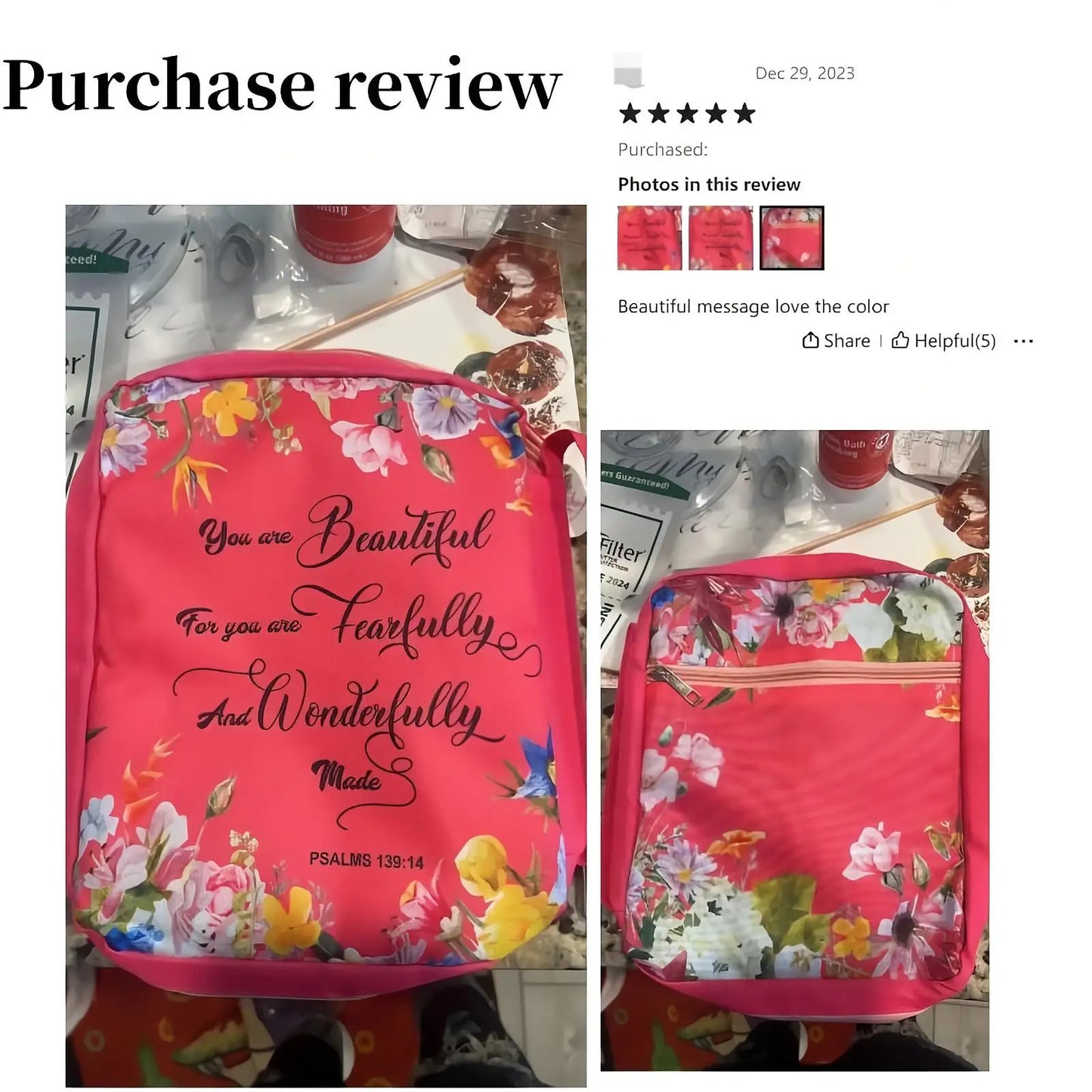 Bible Cover, Bible Cover Women'S Bible Bag with Bookmarks Portable Bible Carrying Case for Girls as a Catholic Christian Gift, L