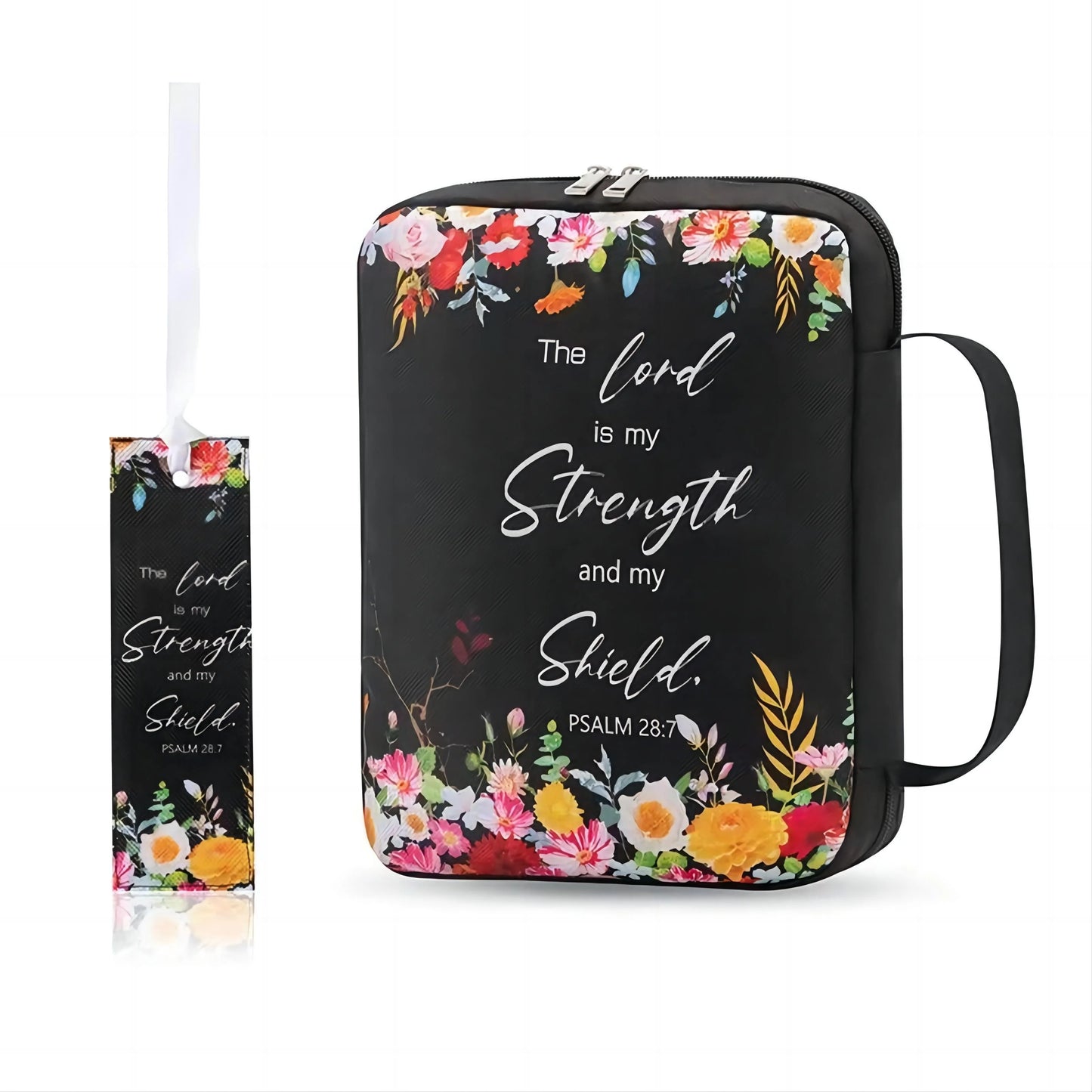 Bible Cover, Bible Cover Women'S Bible Bag with Bookmarks Portable Bible Carrying Case for Girls as a Catholic Christian Gift, L