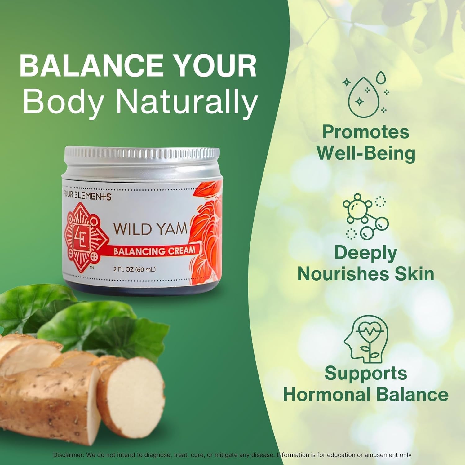 Wild Yam Balancing Cream, 2 OZ - 1St Place Winner at the 2023 International Herb Symposium for Creams and Salves! Proudly Farmed, Crafted and Packaged in WI, USA.