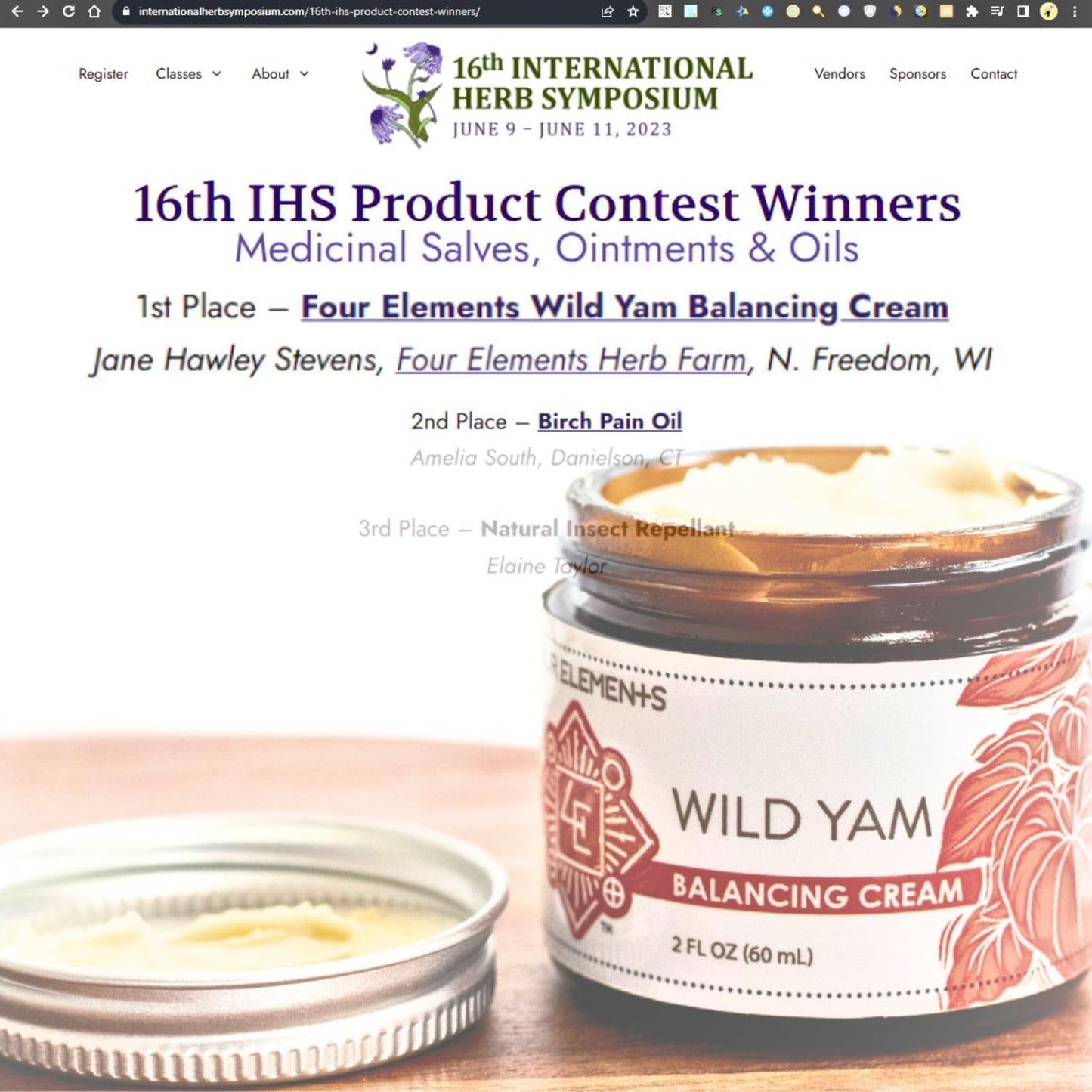 Wild Yam Balancing Cream, 2 OZ - 1St Place Winner at the 2023 International Herb Symposium for Creams and Salves! Proudly Farmed, Crafted and Packaged in WI, USA.